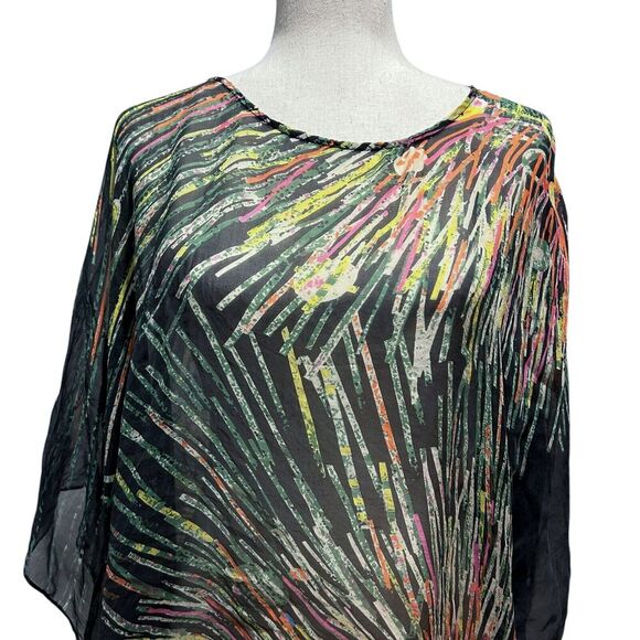 Cocoon House Silk Wearable Art Women's Large / XL Abstract Floral Fireworks - Picture 3 of 11